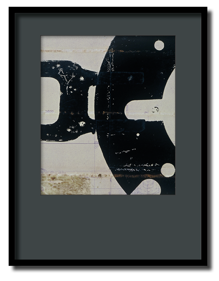 Plans-masse #2 - impressions et oxydations sur plans industriels récupérés - 1998 - 30*40 cm