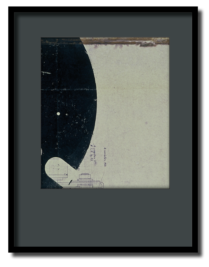 Plans-masse #3 - impressions et oxydations sur plans industriels récupérés - 1998 - 30*40 cm