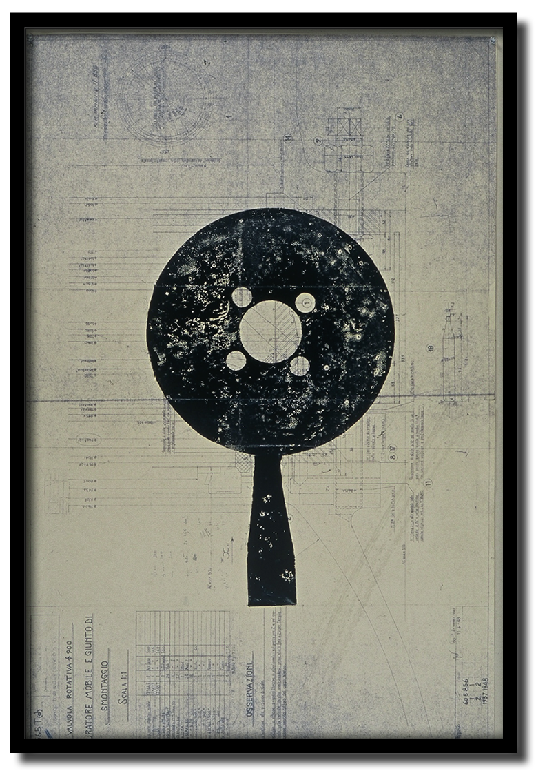Poupée #3 - impressions et oxydations sur plans industriels récupérés - 1998 - 80*120 cm
