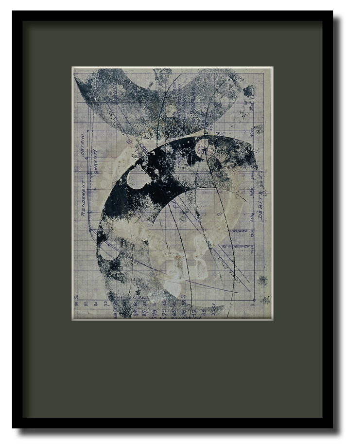 Satellite #2 - impressions et oxydations sur plans industriels récupérés - 1998 - 21*30 cm