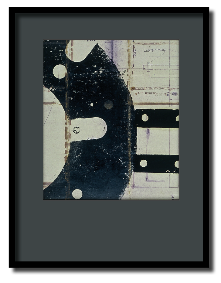 Plans-masse #5 - impressions et oxydations sur plans industriels récupérés - 1998 - 30*40 cm