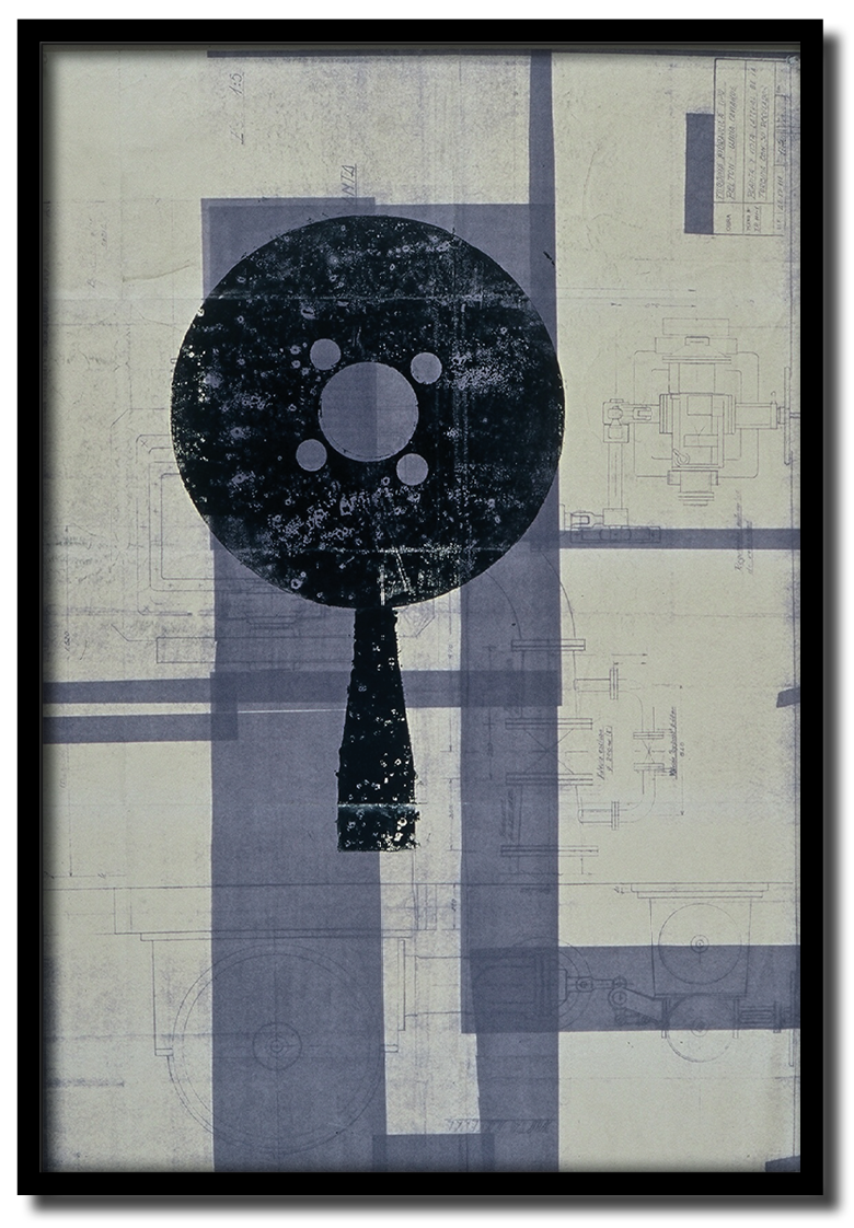 Poupée #2 - impressions et oxydations sur plans industriels récupérés - 1998 - 80*120 cm