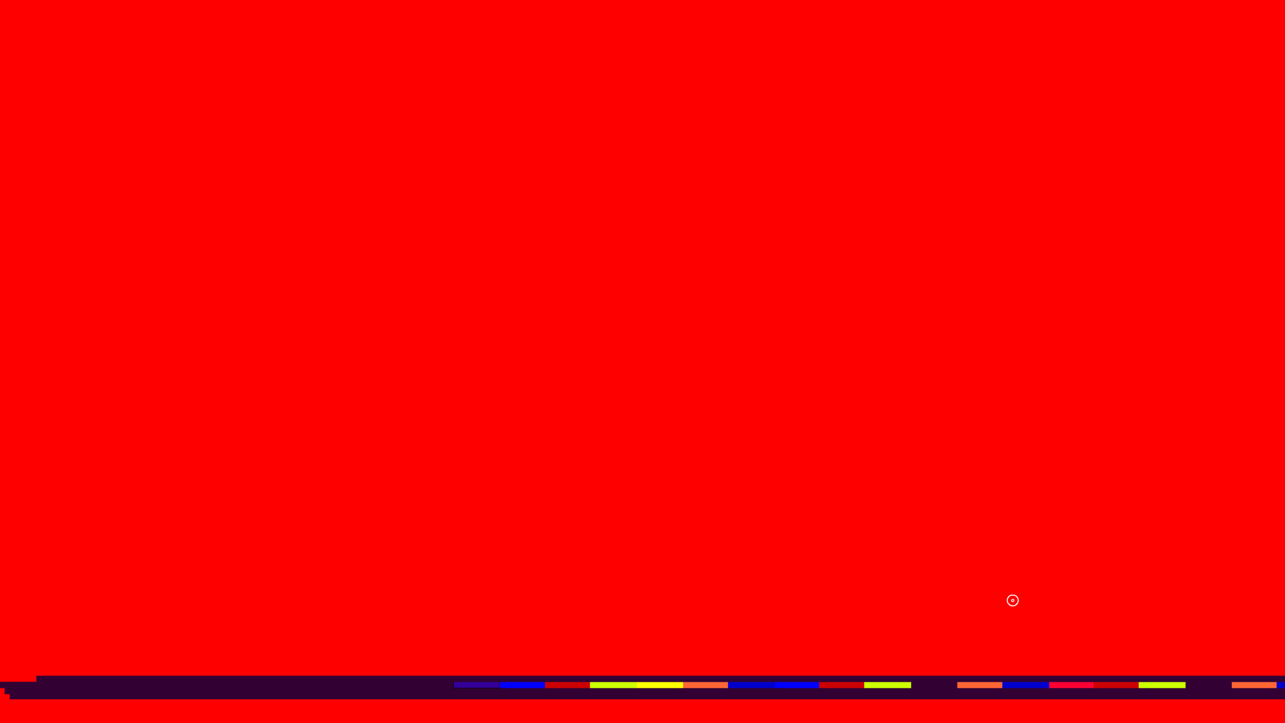 Écran d'un ordinateur avec un graphique en couleurs sur fond rouge.