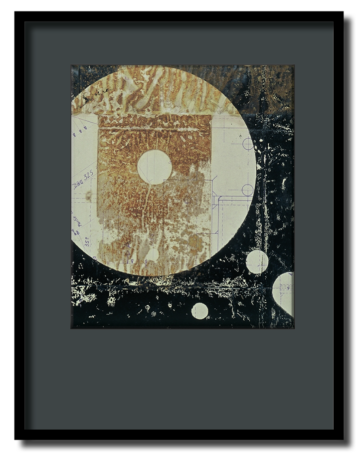 Plans-masse #1 - impressions et oxydations sur plans industriels récupérés - 1998 - 30*40 cm