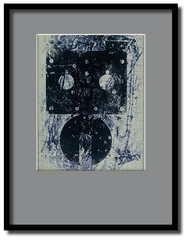 Poupée #7 - impressions et oxydations sur plans industriels récupérés - 1998 - 21*30 cm