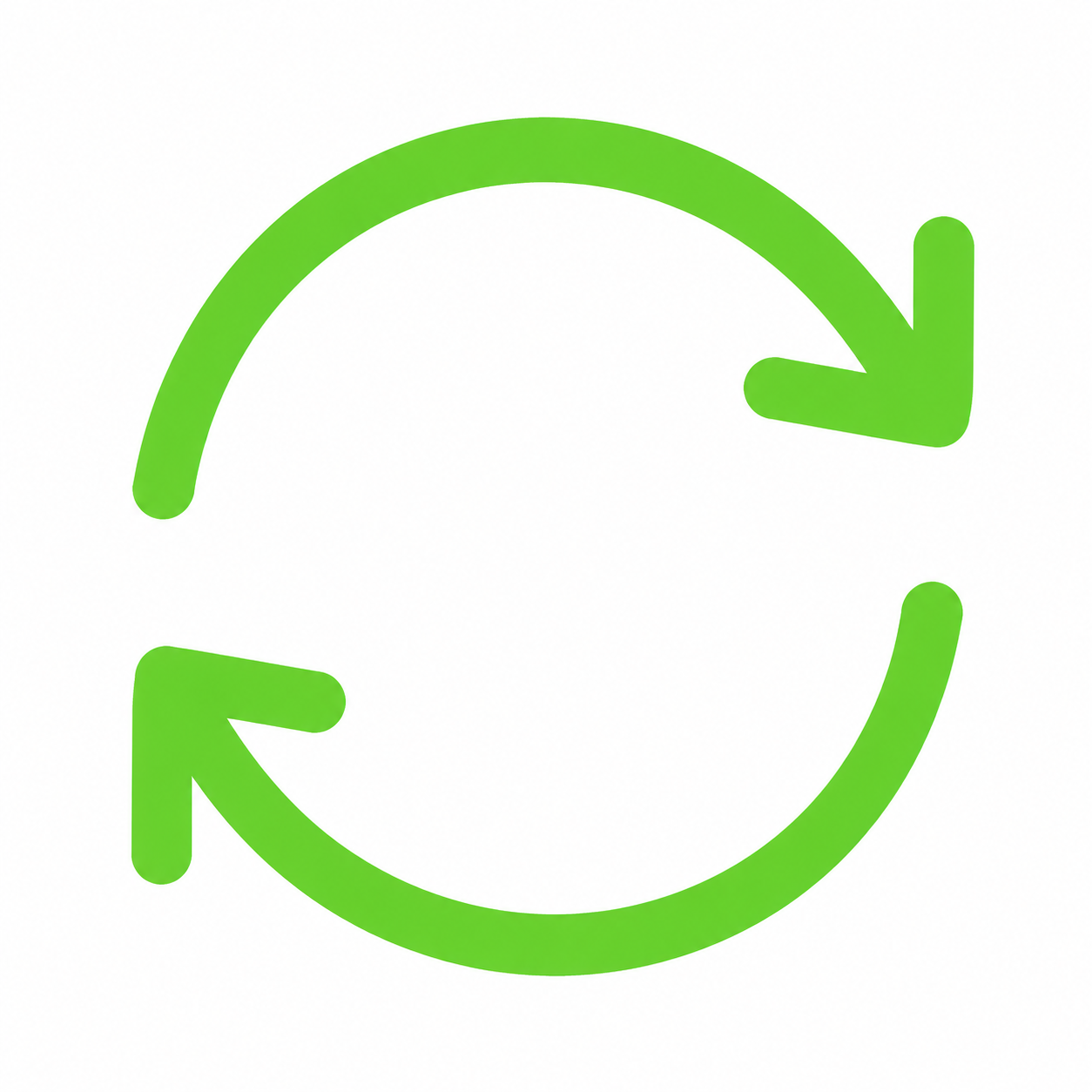 Green circular arrows forming a recycle or refresh symbol.