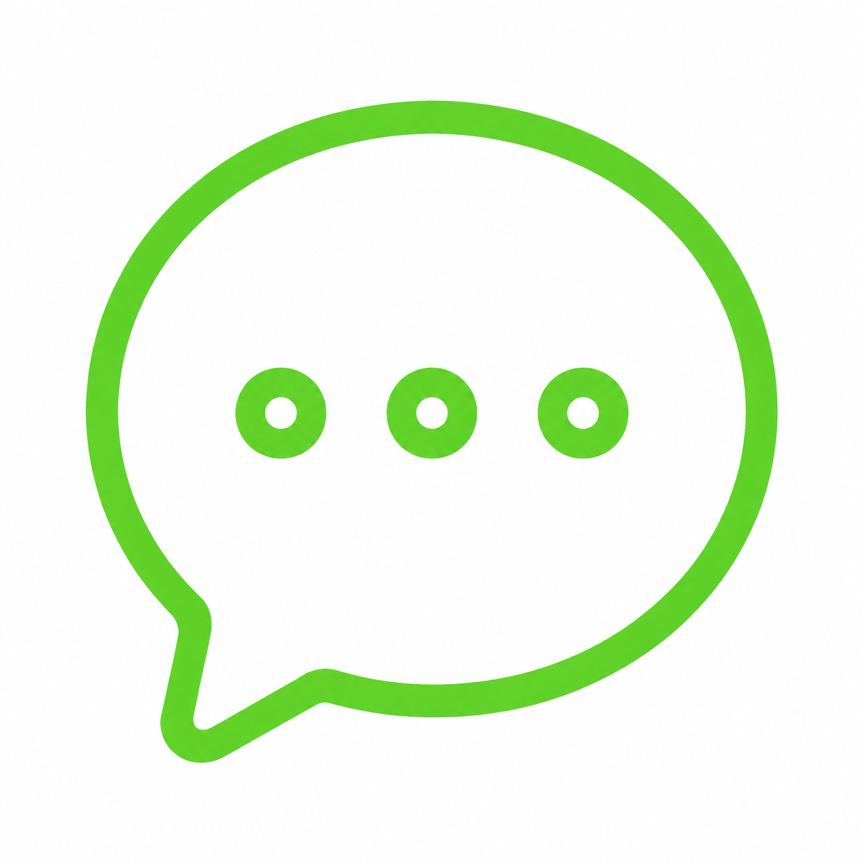 Green chat bubble icon with three dots inside.