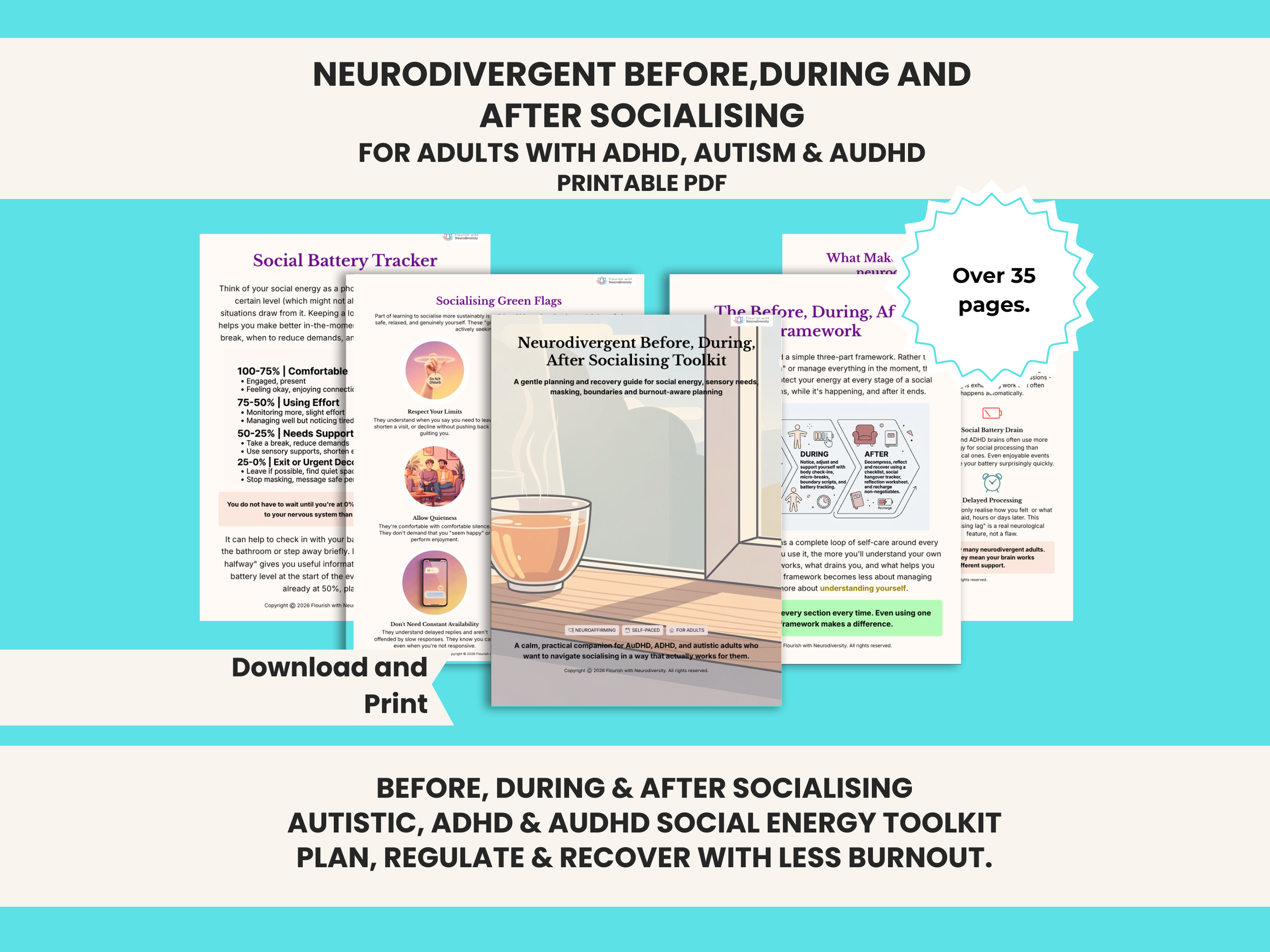 Before, During and After Socialising Workbook for Neurodivergent Adults