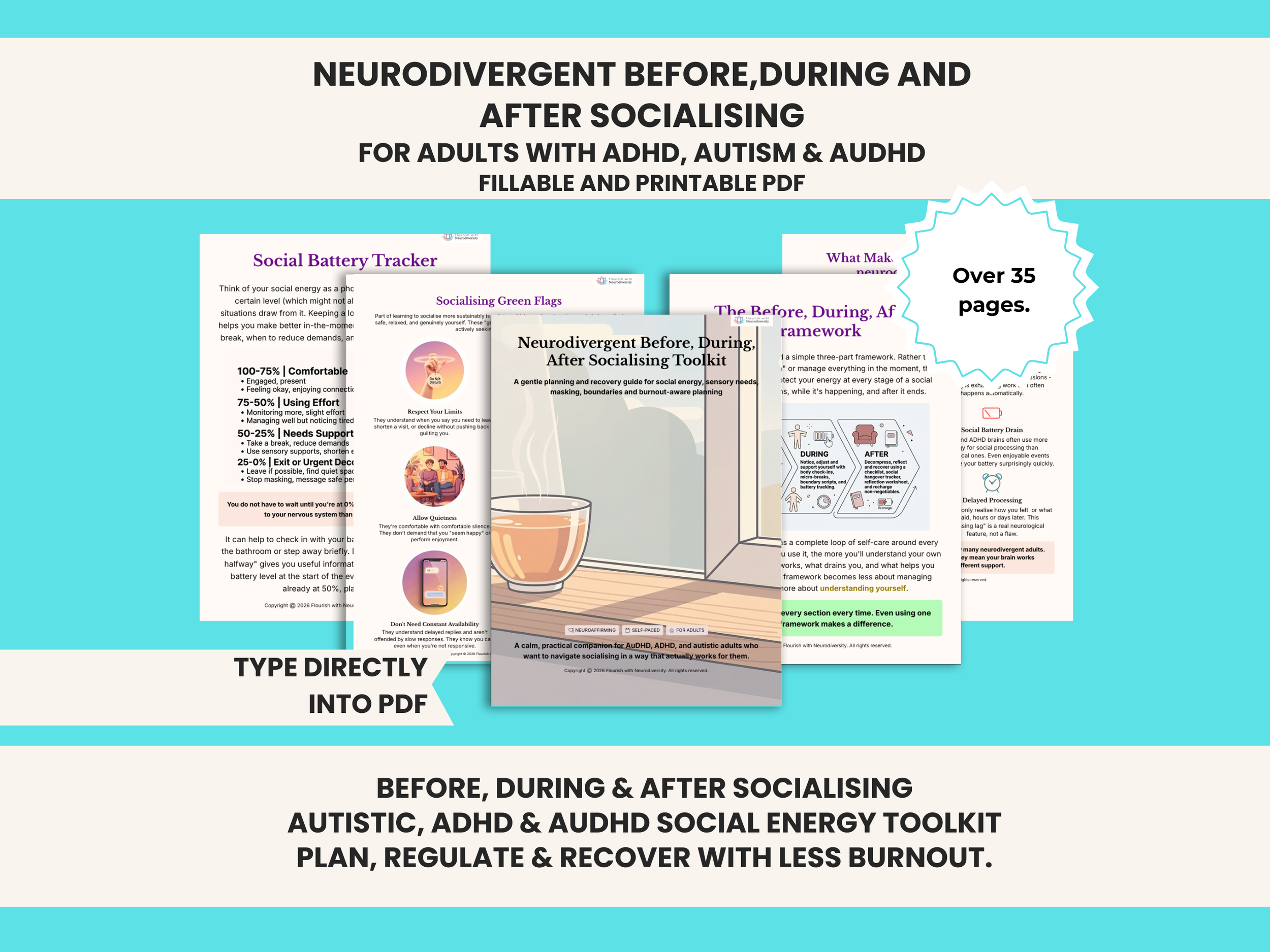 Before, During and After Socialising Workbook for Neurodivergent Adults