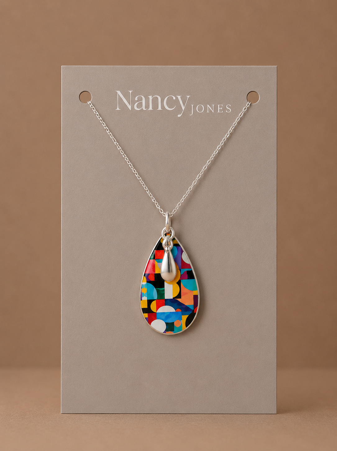 Retro Tear Necklace with Silver Drop