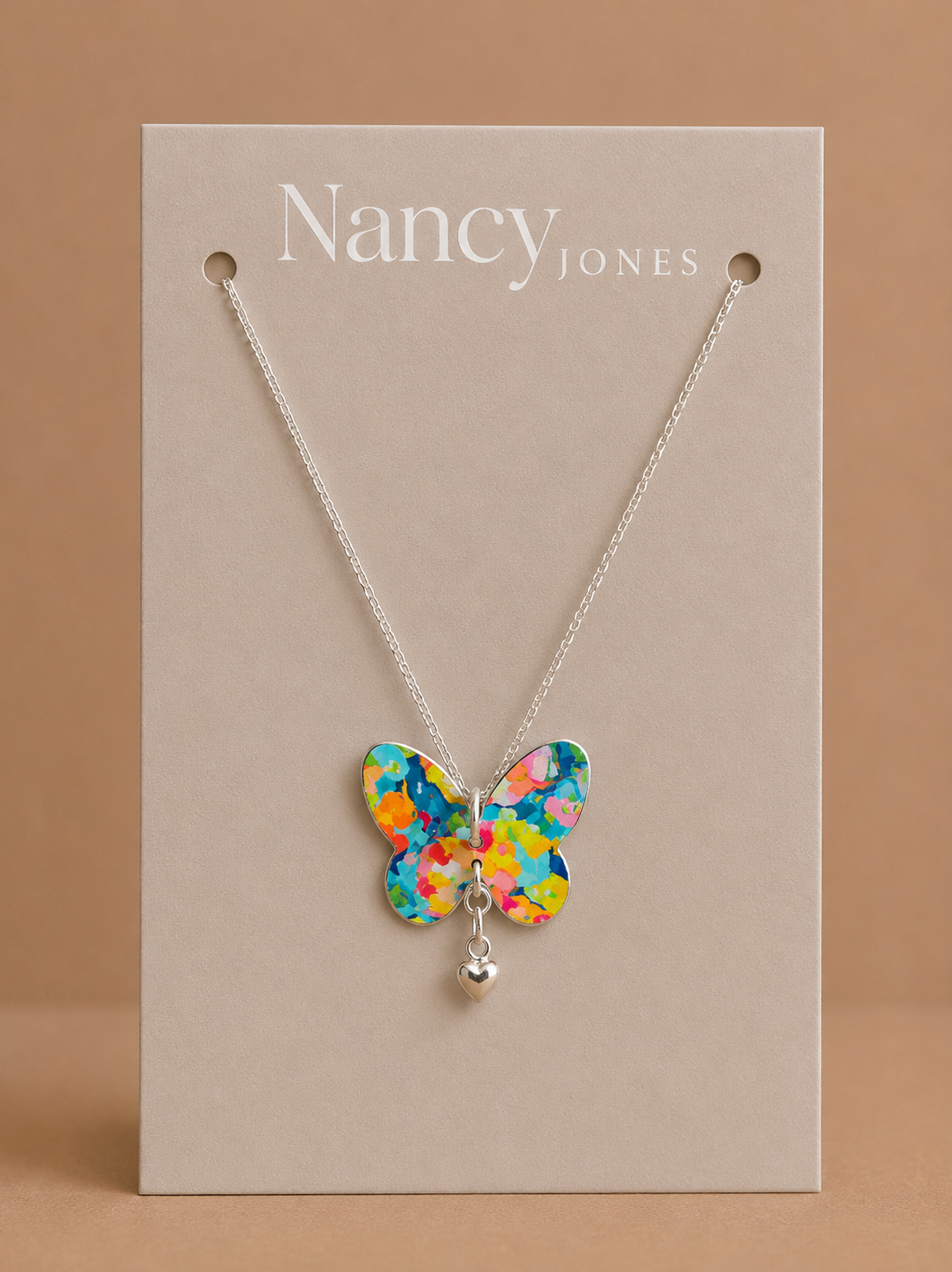 Palette Butterfly Necklace & 925 puffed silver Heart