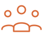 A simple line drawing of a three figures — a crowd of people.