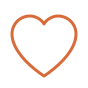 A simple outline of a heart in red.