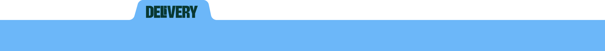 A blue horizontal banner with the word "DELIVERY" in bold black letters.