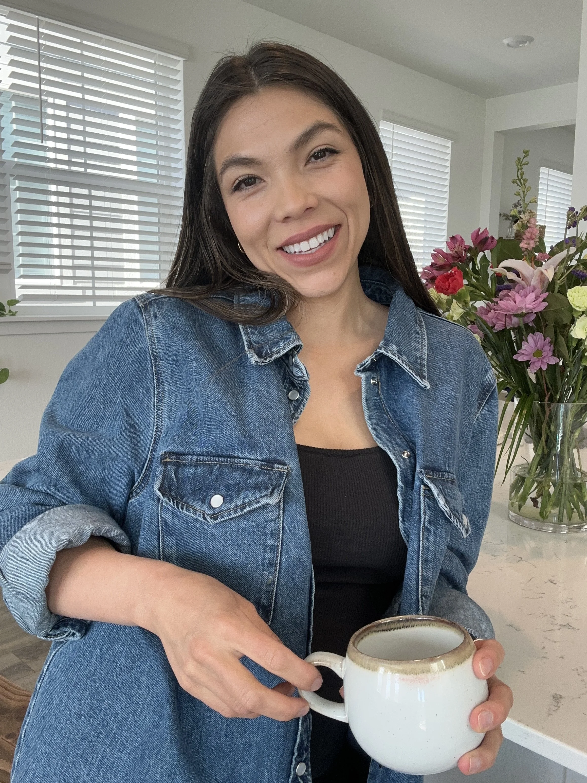 holding coffee celebrating