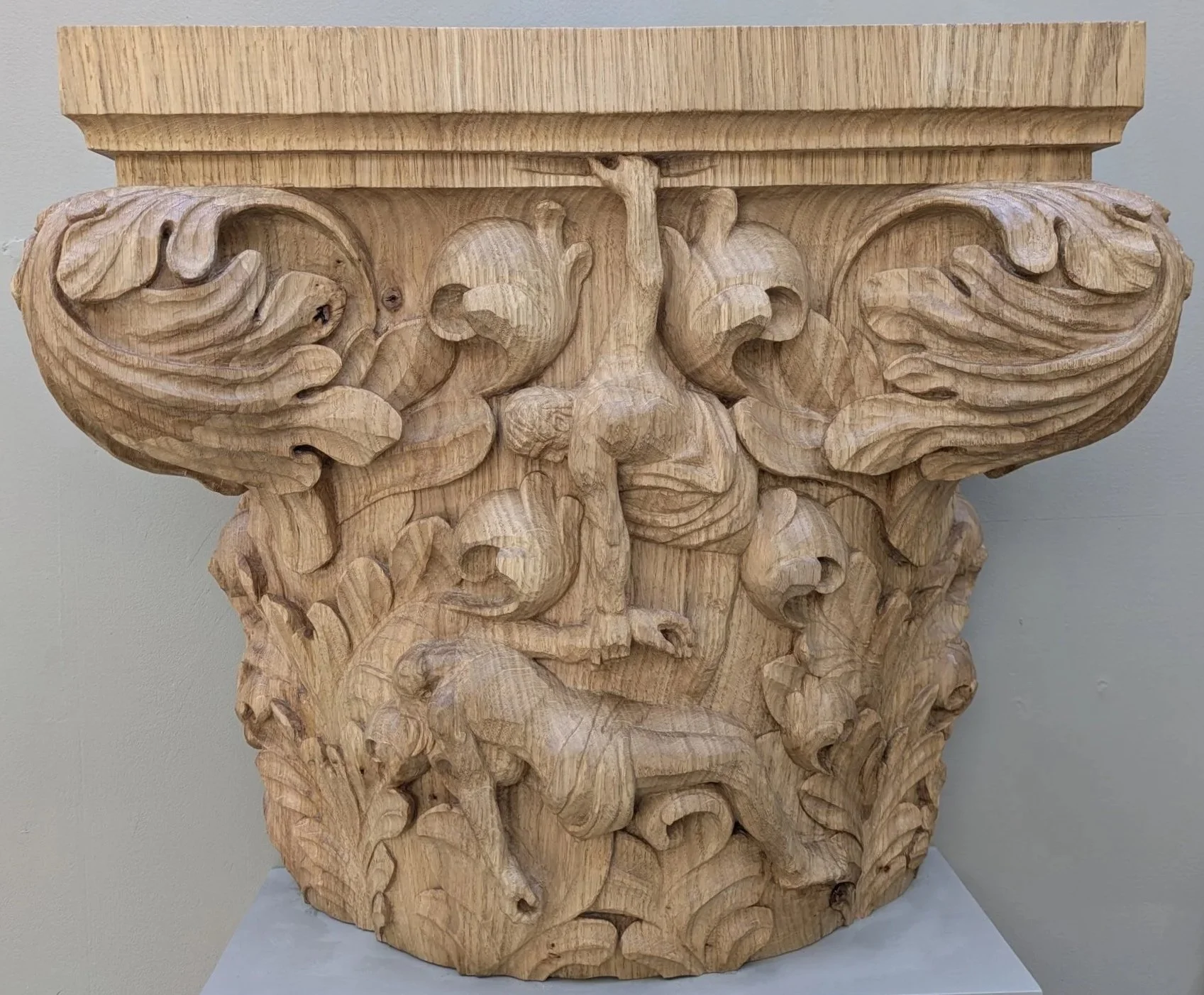 Venetian gothic style decorative pilaster based on proportions of a wellhead. Own design, 2026, Oak