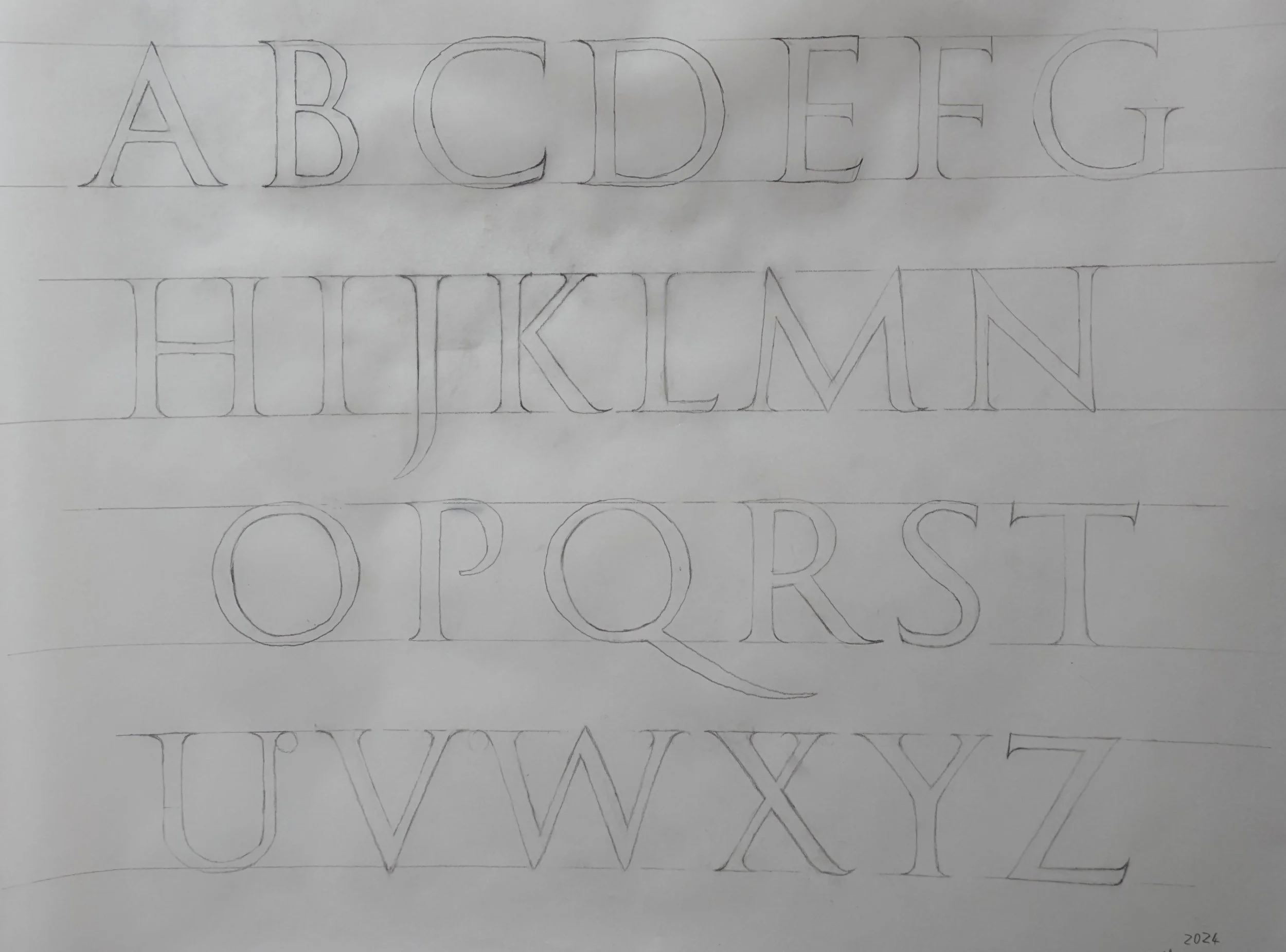 Drawing for modern Trajan alphabet