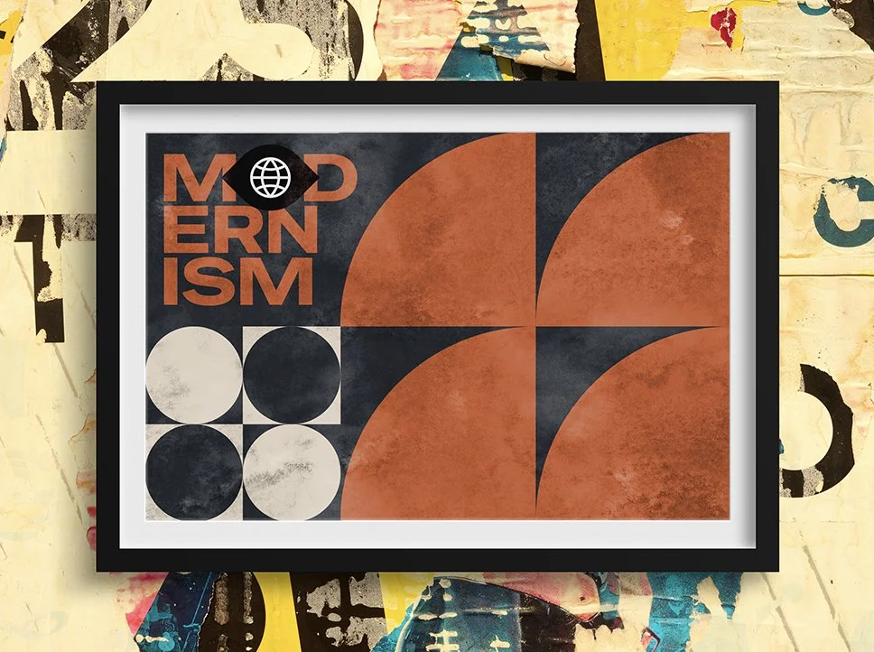 Abstract design printed on paper in a frame