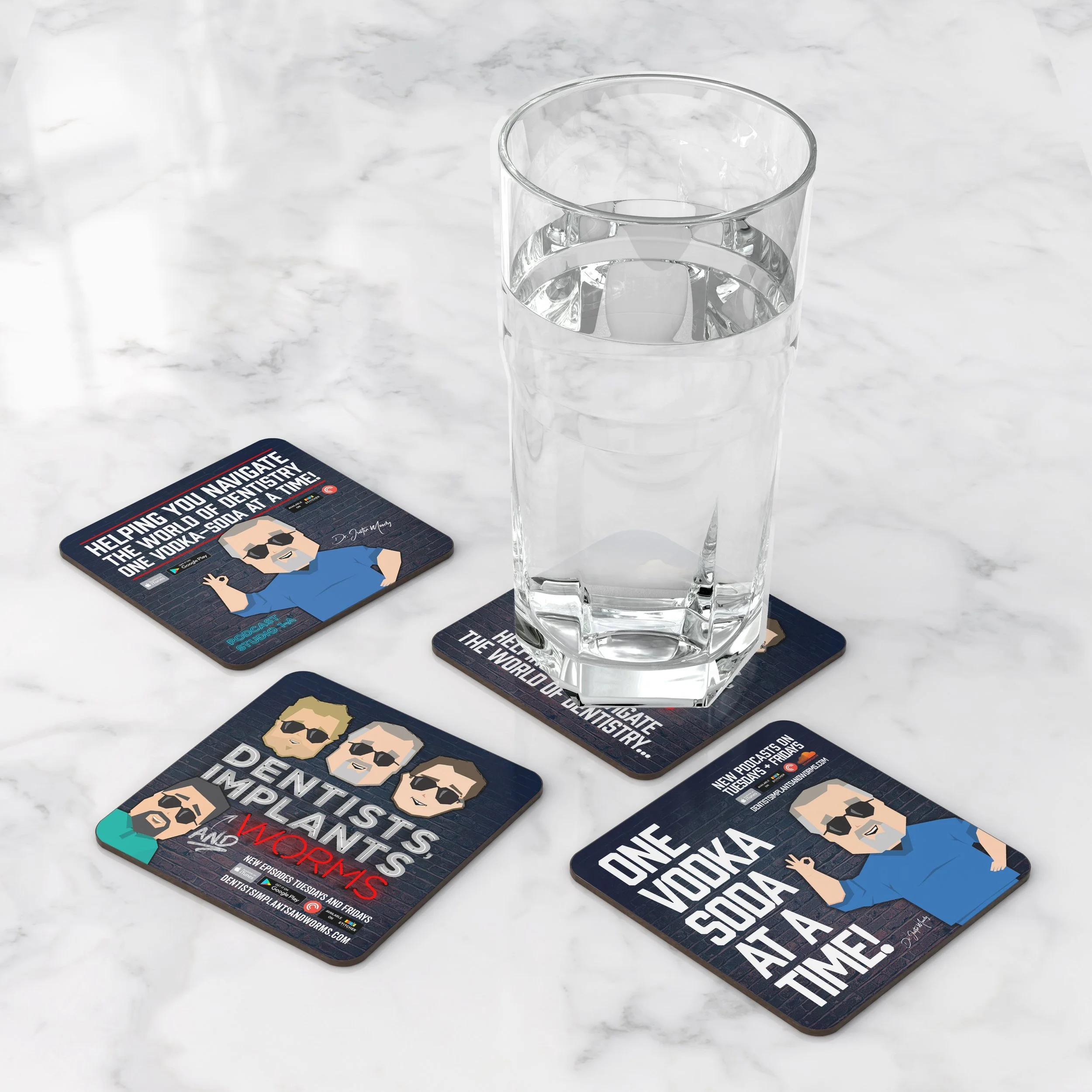 Dentists, Implants and Worms Coasters