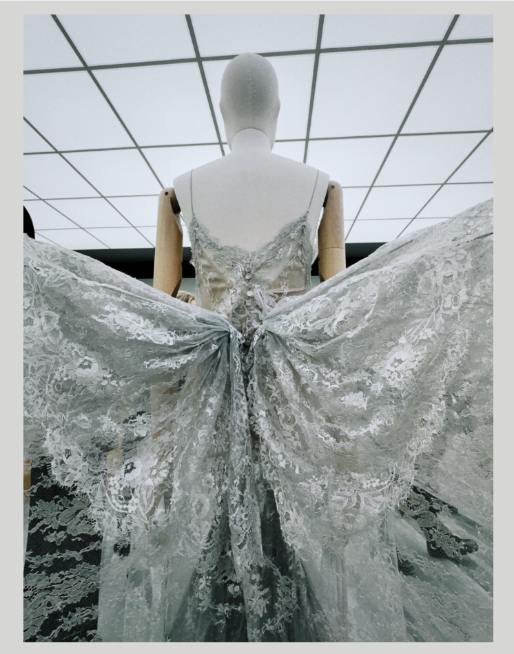 Dior Haute Couture lace gray dress