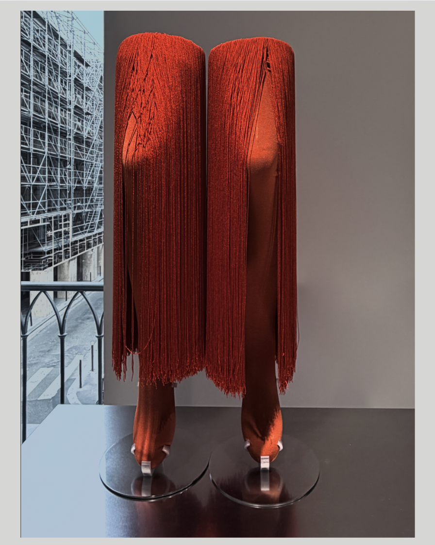 Alaia fringe socks in red