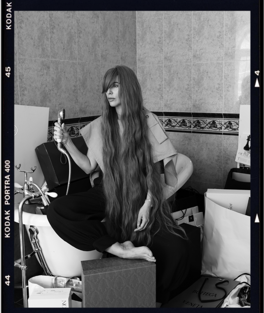 flavia millen in a wig fashion editorial