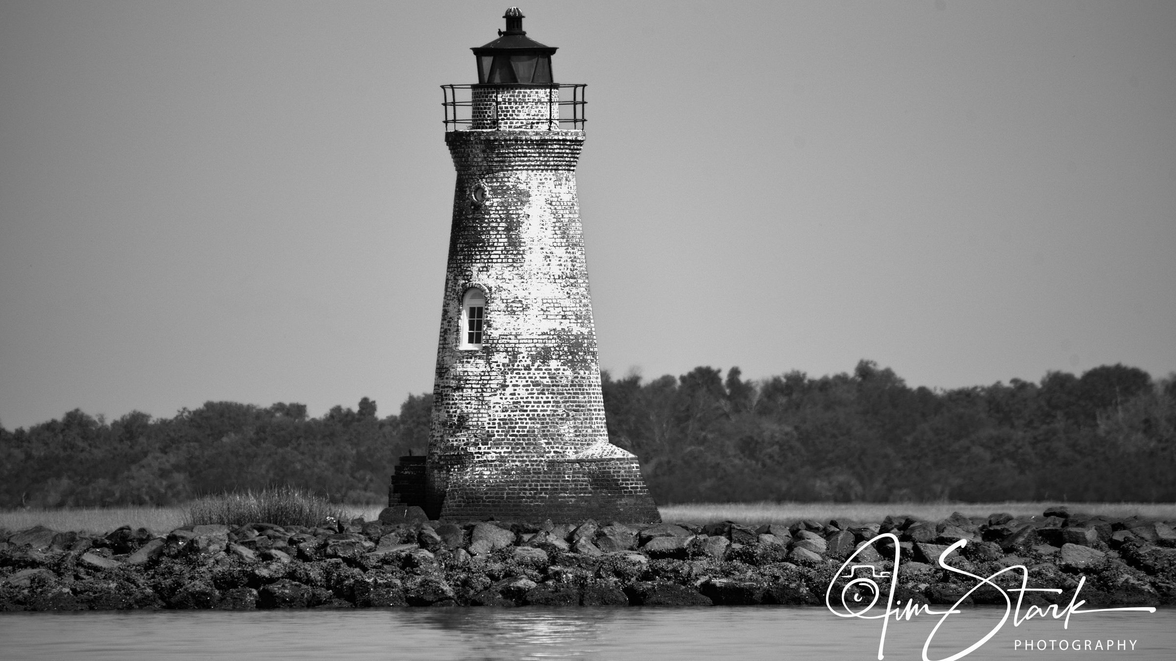 Cockspur Lighthouse in Black and White