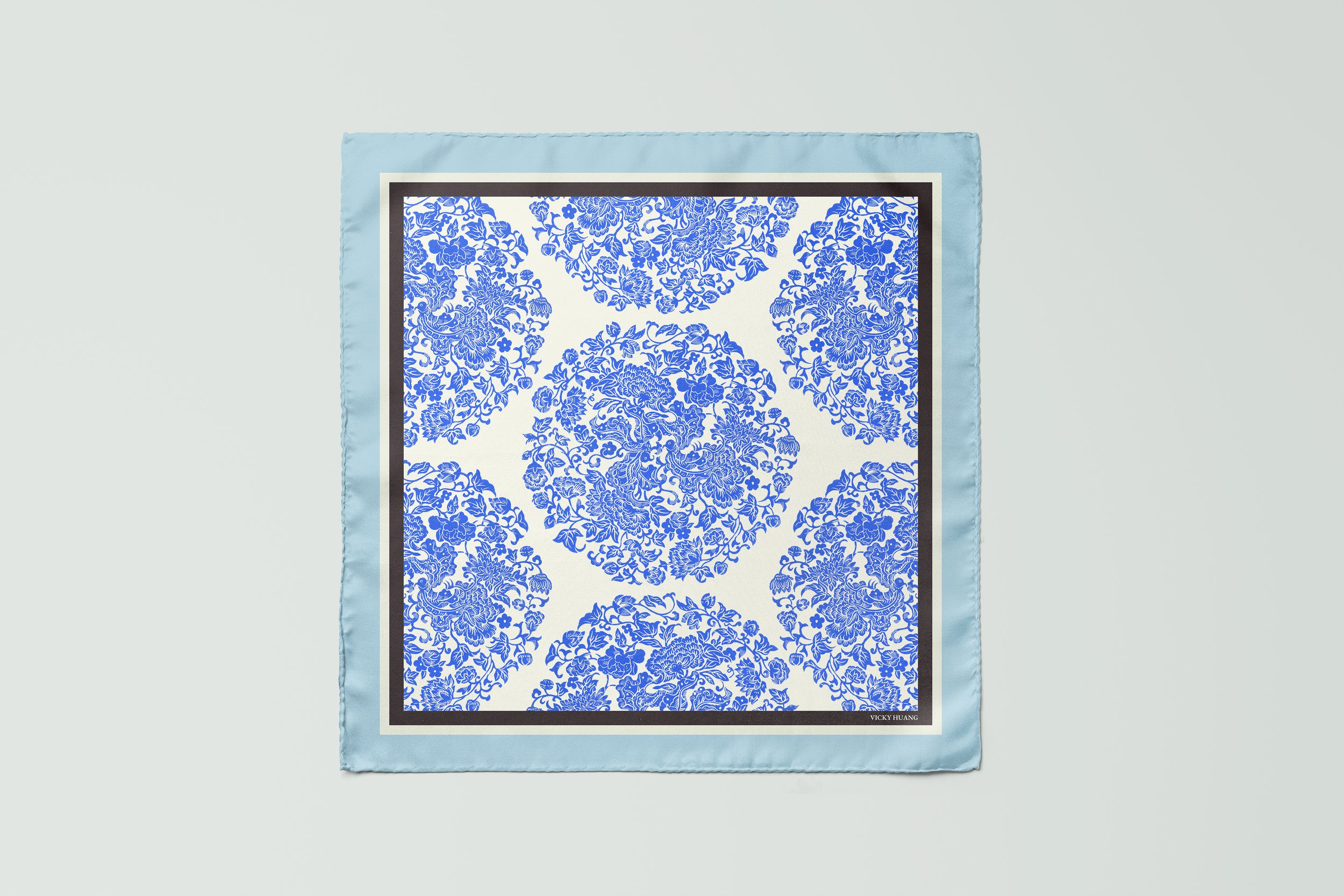 Butterflies Love Flowers Square Scarf - Blue