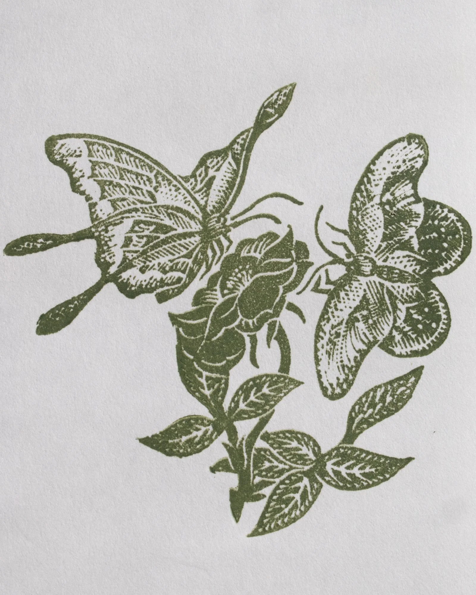 Rose and Butterflies - Green