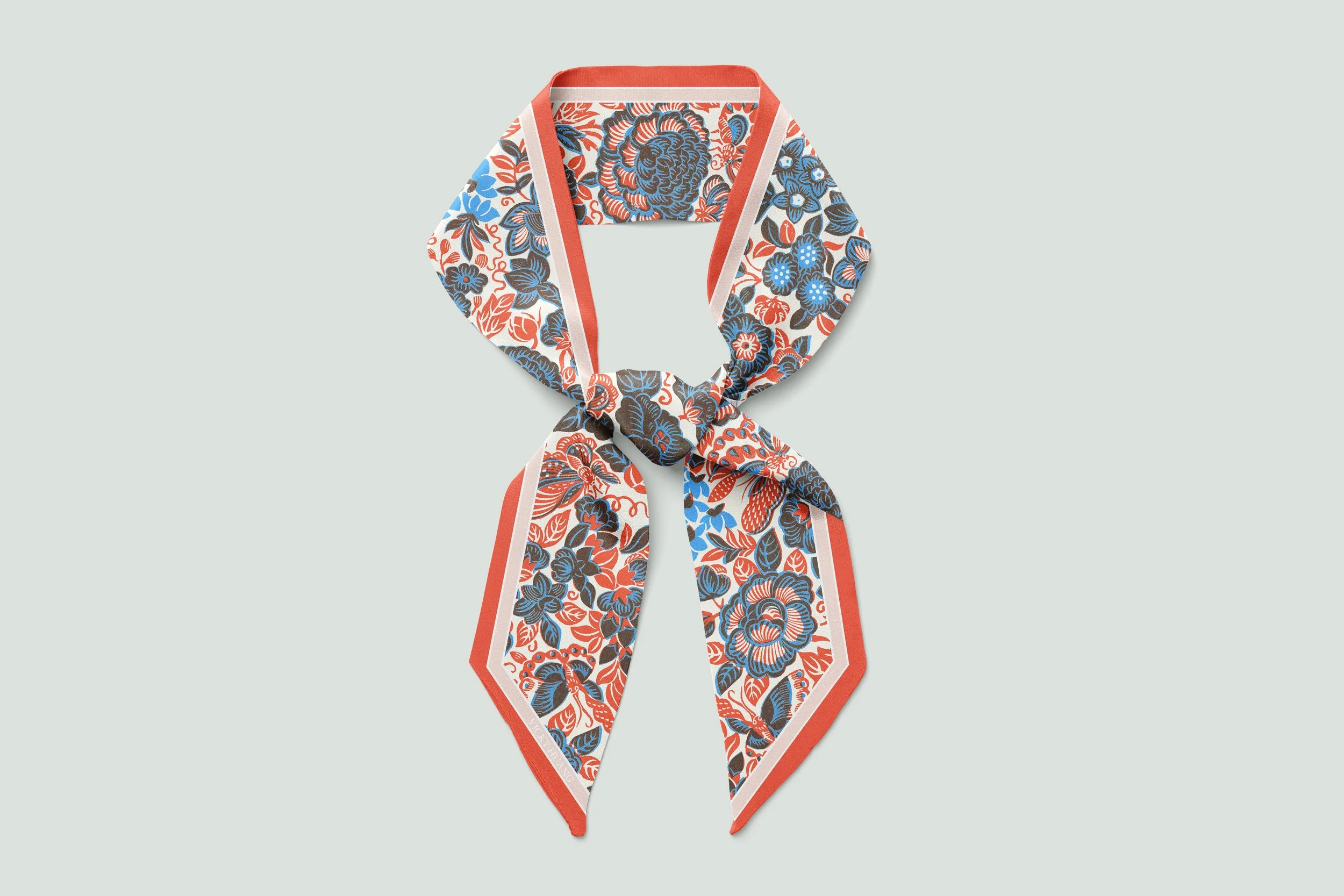 Butterflies Love Flowers Twilly Scarf — Red