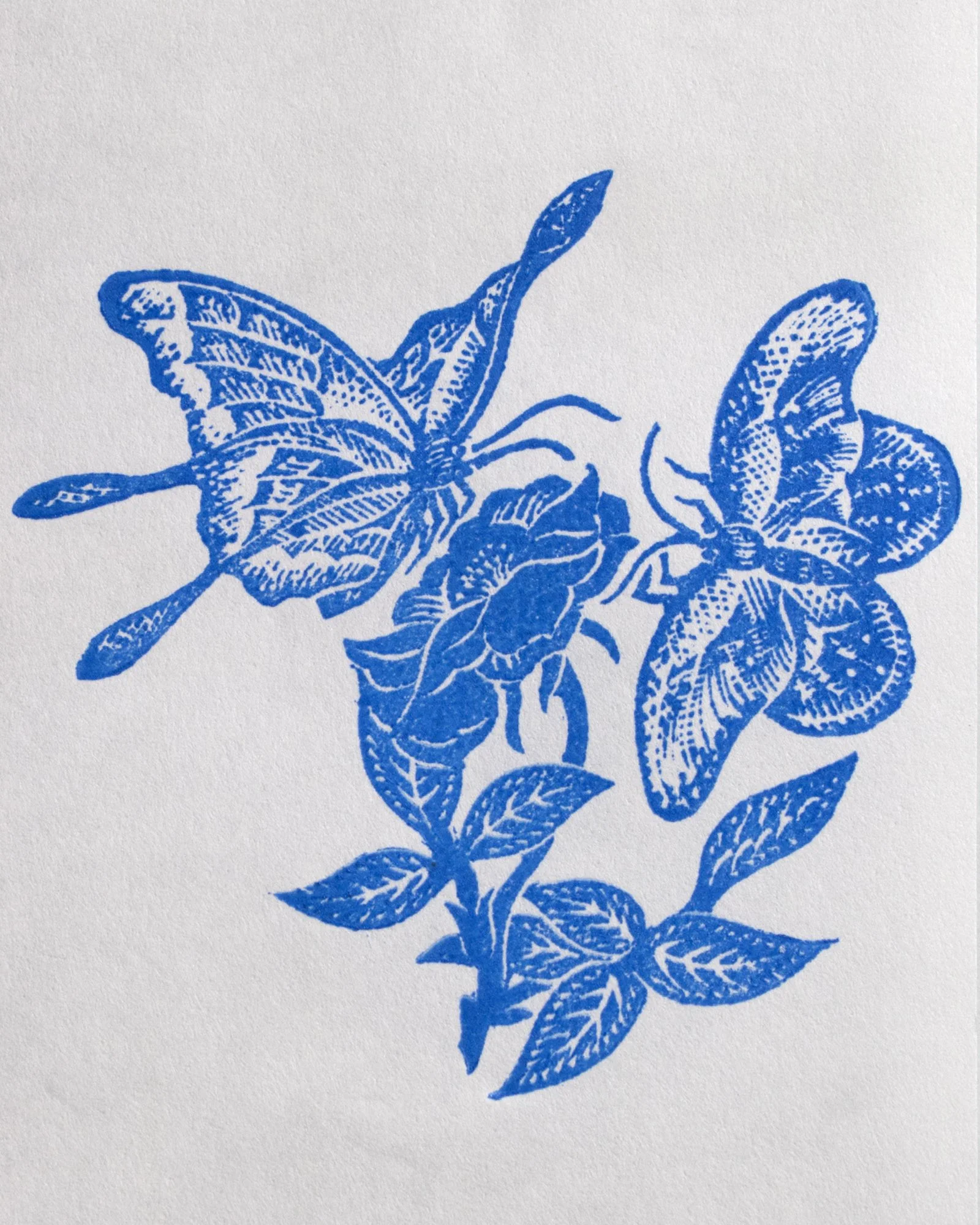 Rose and Butterflies - Blue