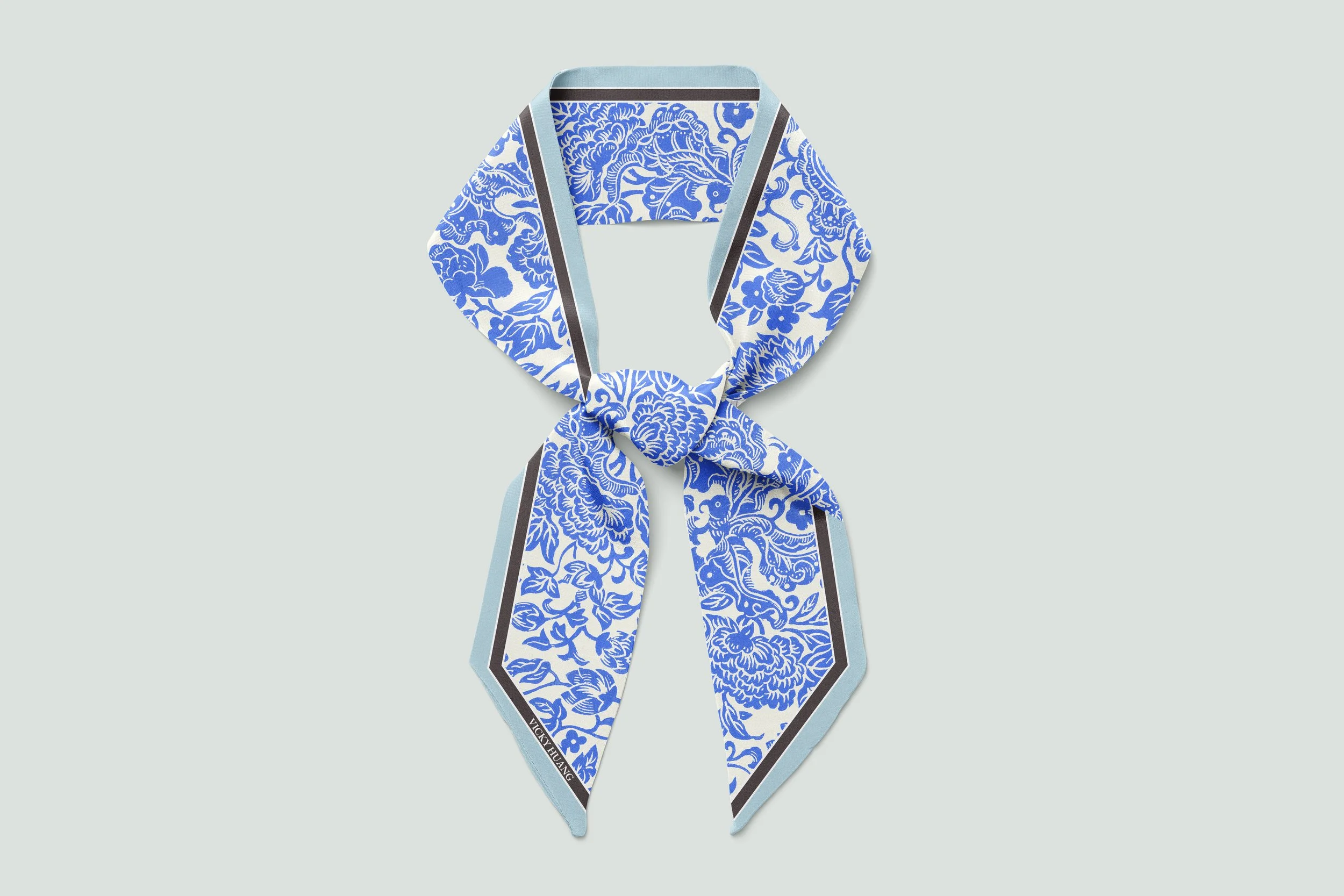 Butterflies Love Flowers Twilly Scarf — Blue