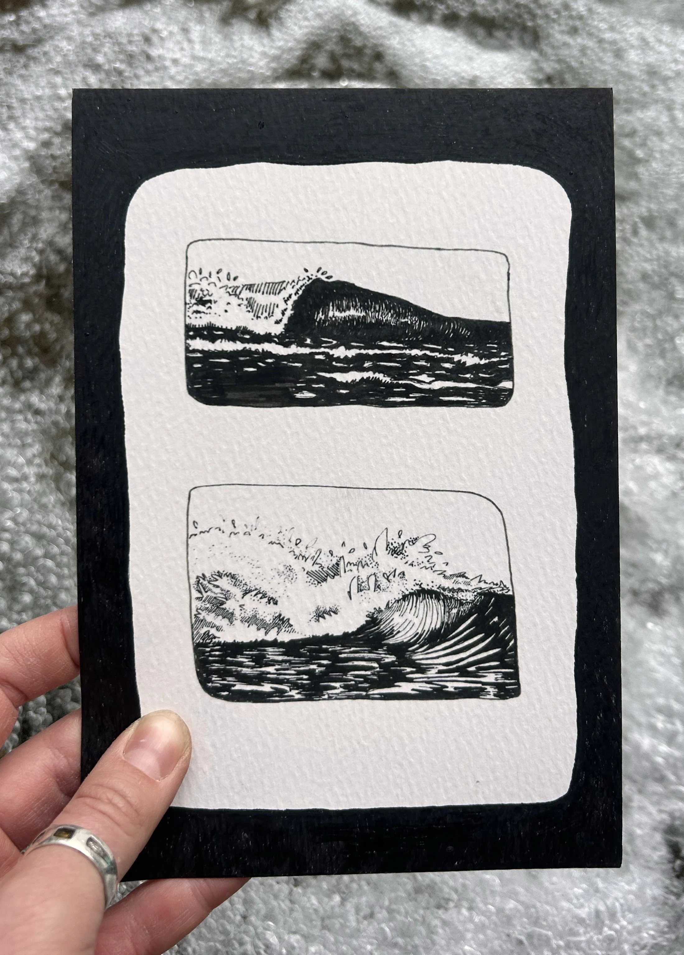 Raglan Waves in Black- Art Print