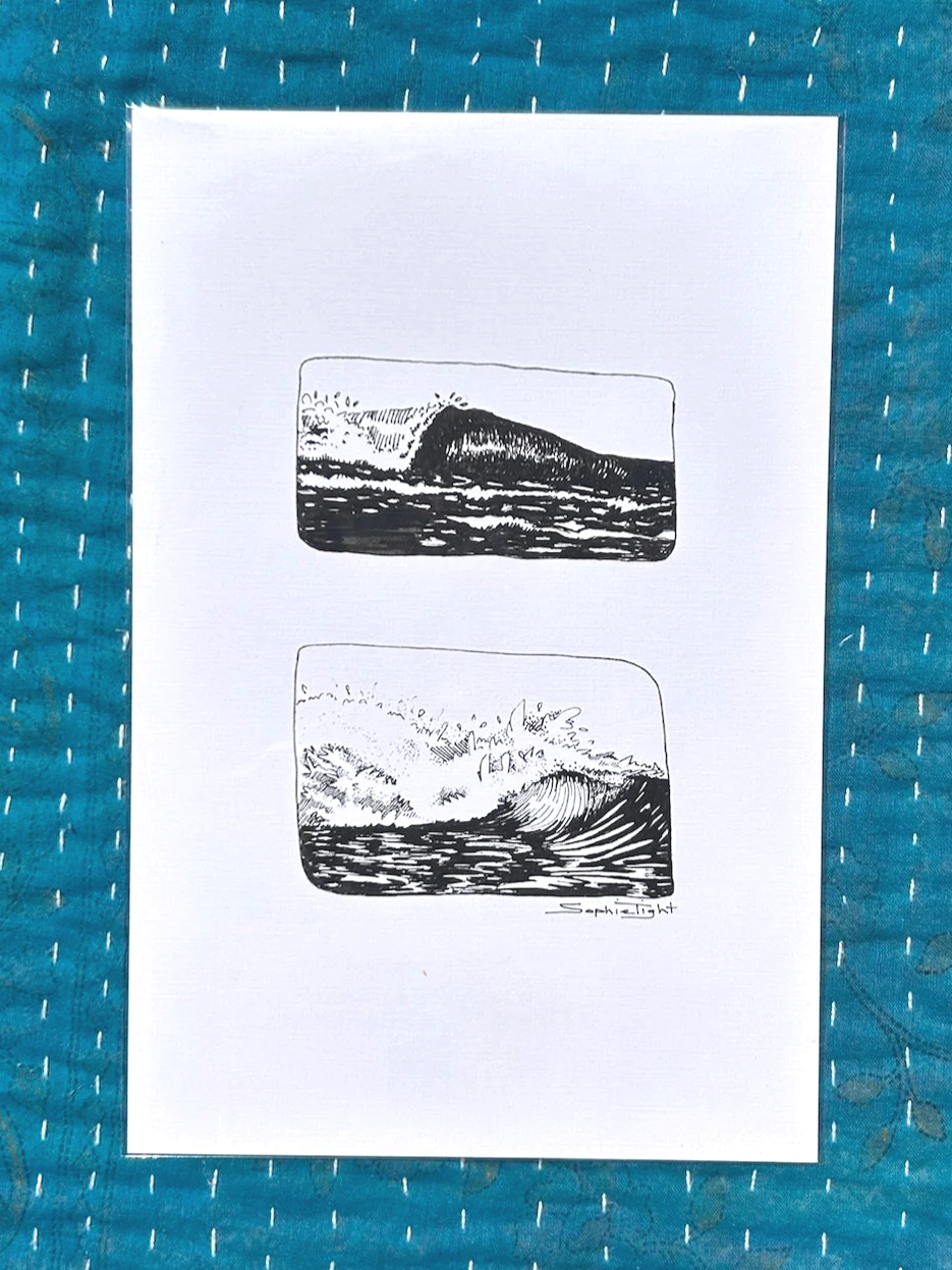 Raglan Waves in White- Art Print