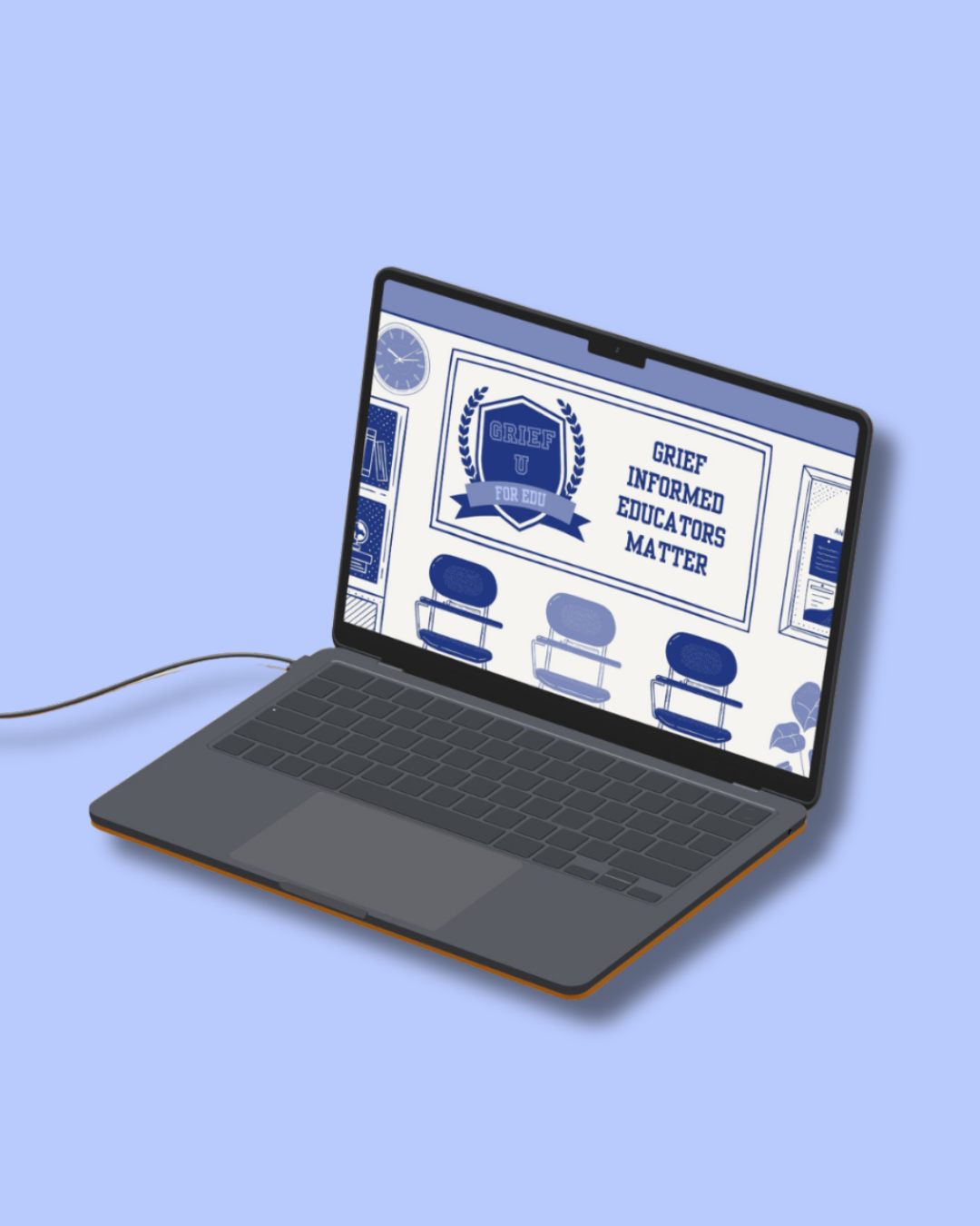 Laptop Mock up of Grief U for EDU slides