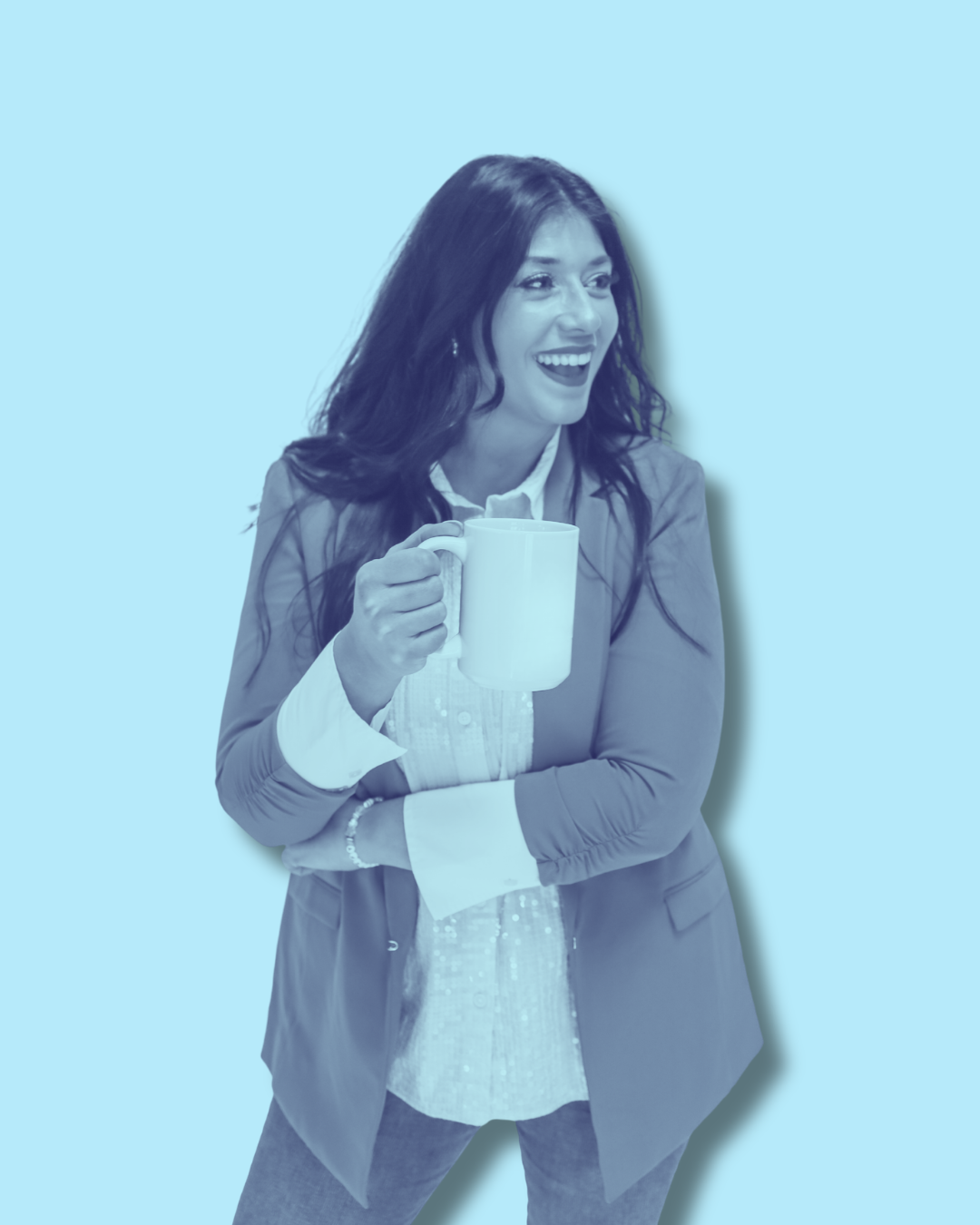 an image of Kera Sanchez holding a Coffee Cup