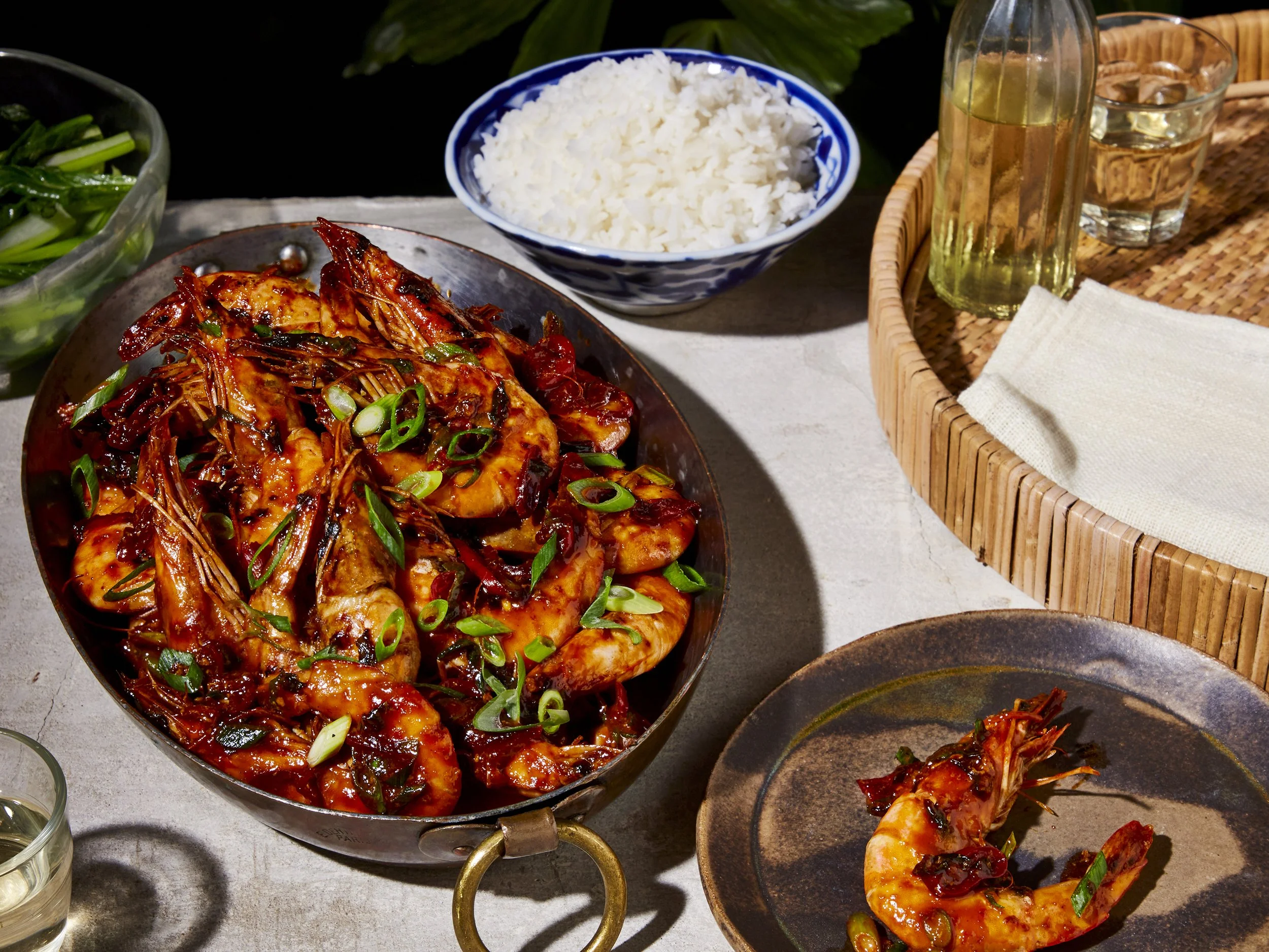 Greg's spicy fried prawns from Simply Malaysian cookbook. Copyright Louise Hagger, Quadrille Publishing