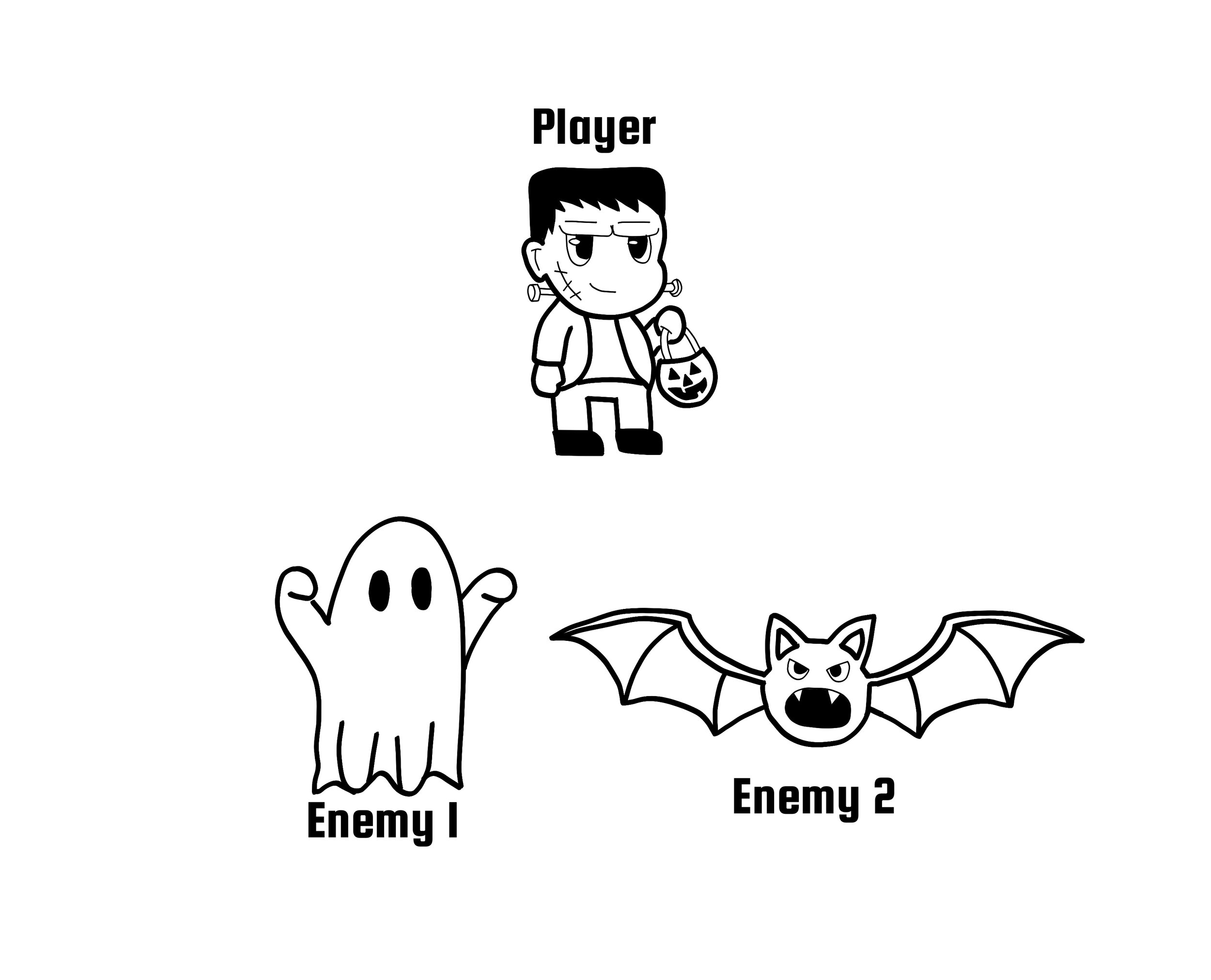 Characters and Enemies, Made in Photoshop