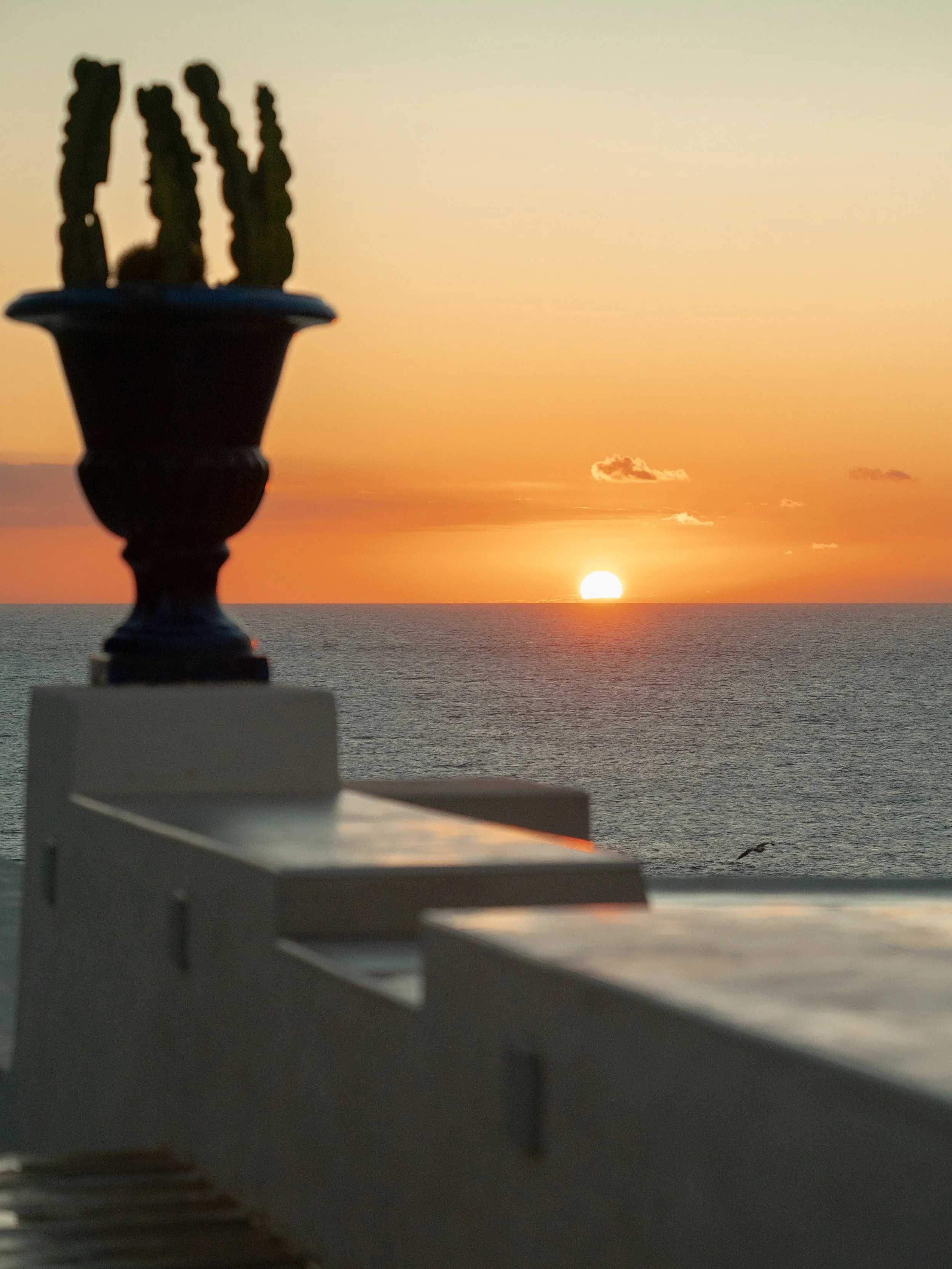 atardecer, océano, mar