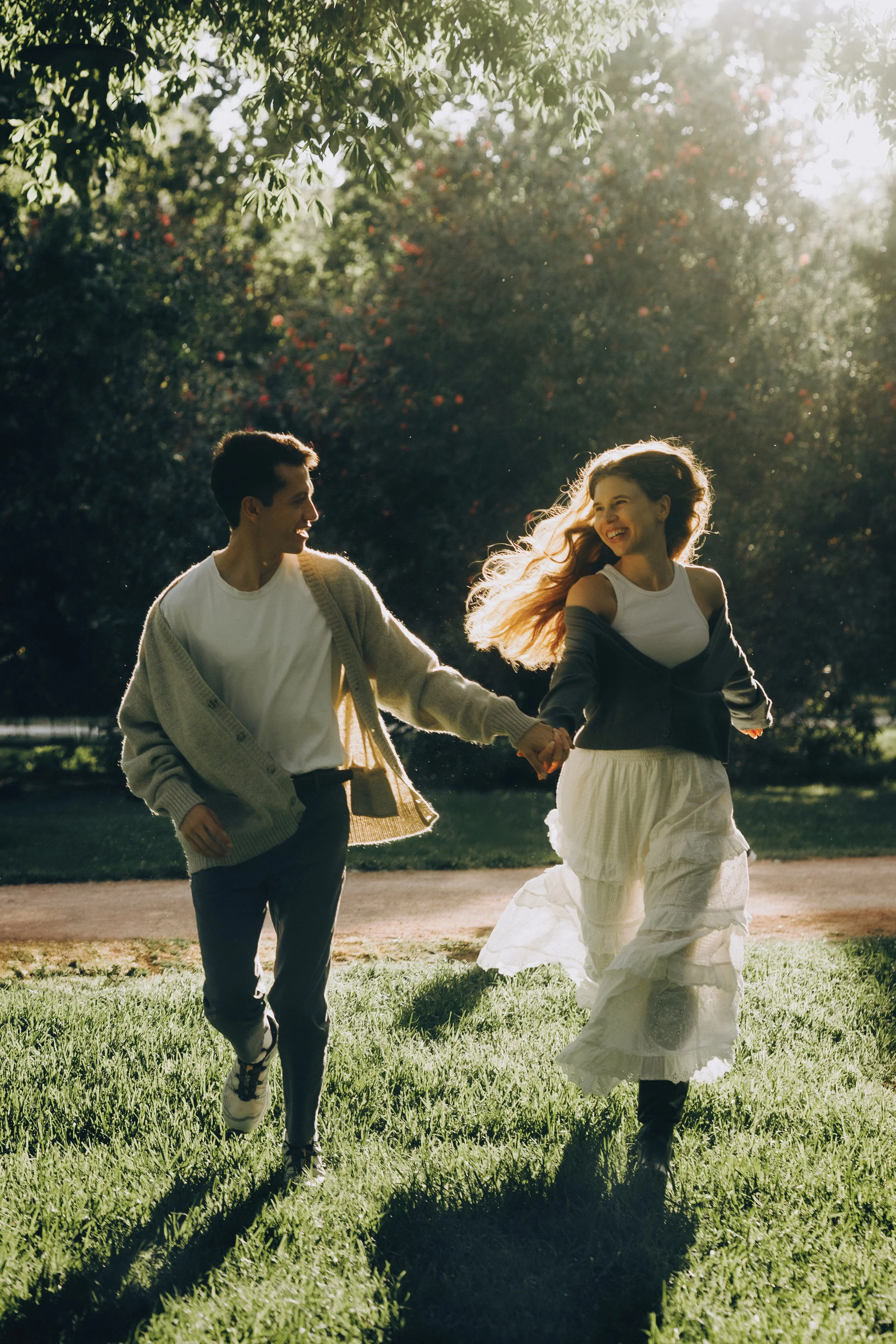 pareja, atardecer