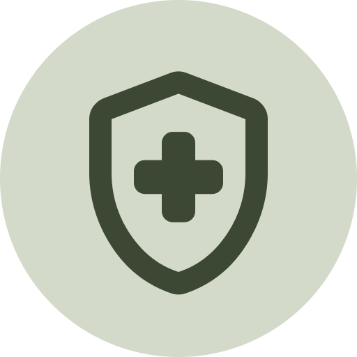 Icon of a shield with a cross in the center, representing healthcare or medical protection.