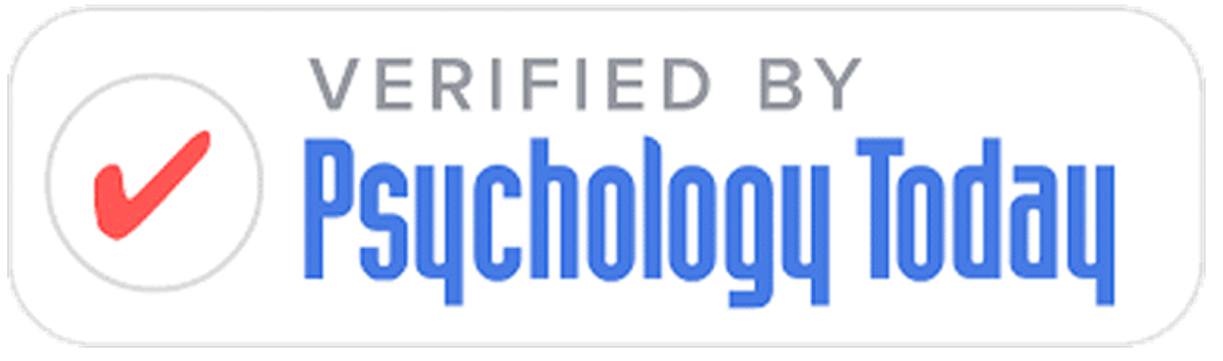 Verification badge with a red checkmark and the text 'Verified by Psychology Today'