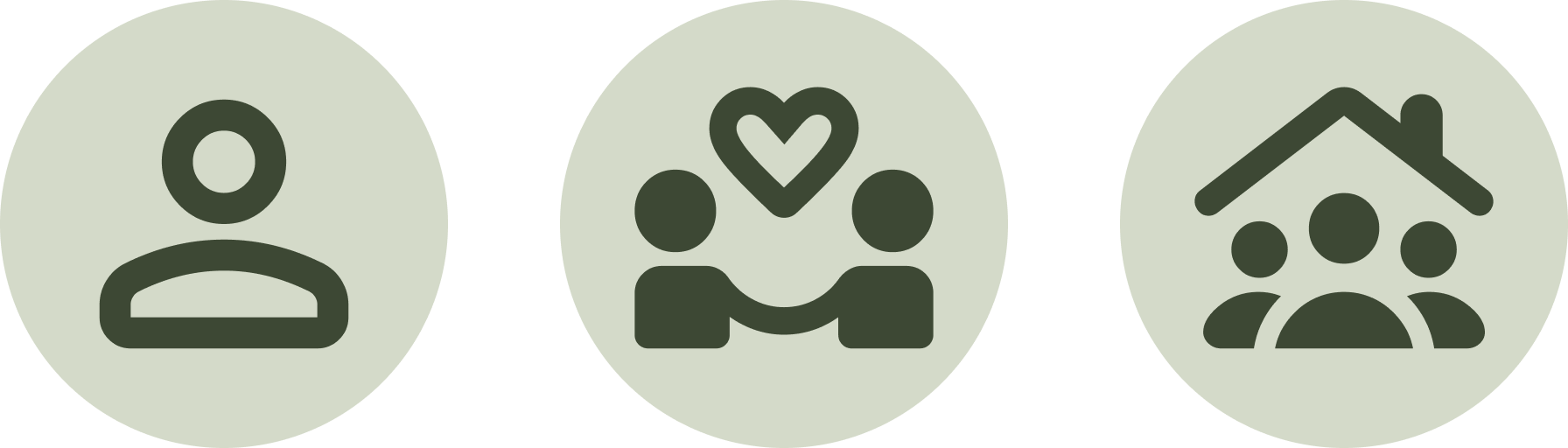 Three icons representing therapy scope offered: individual, couples, family.