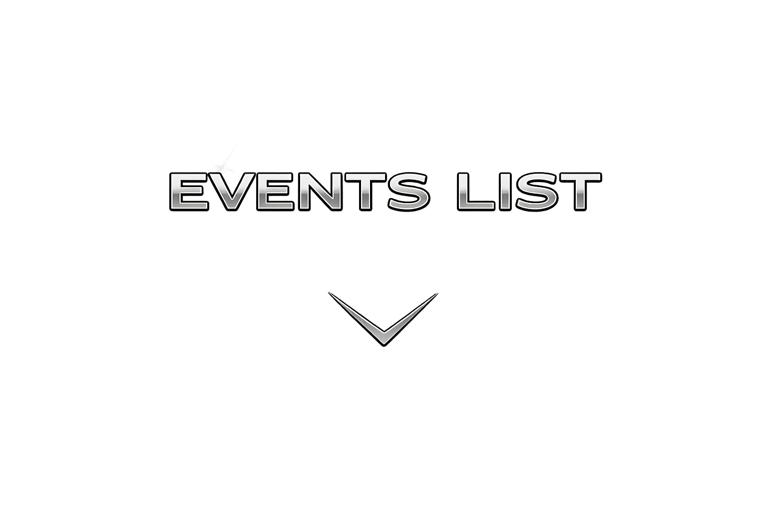 Bunt verfremdetes Bild mit dem Text 'EVENTS LIST' in der Mitte, darunter ein Pfeil, in einer digitalen, abstrakten Kunststil.