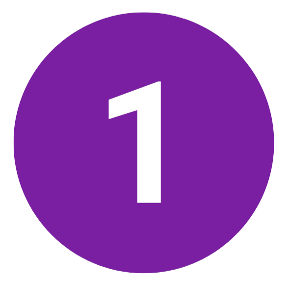 Purple circle with a black number one in the center.