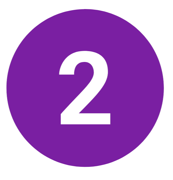 A purple circle with the number 2 in black at the center.