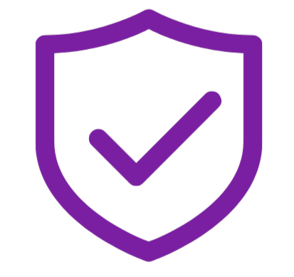 Purple shield with a checkmark inside