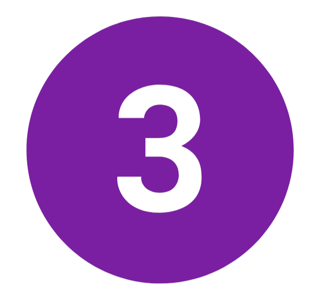 Purple circle with black number 3 in the center.