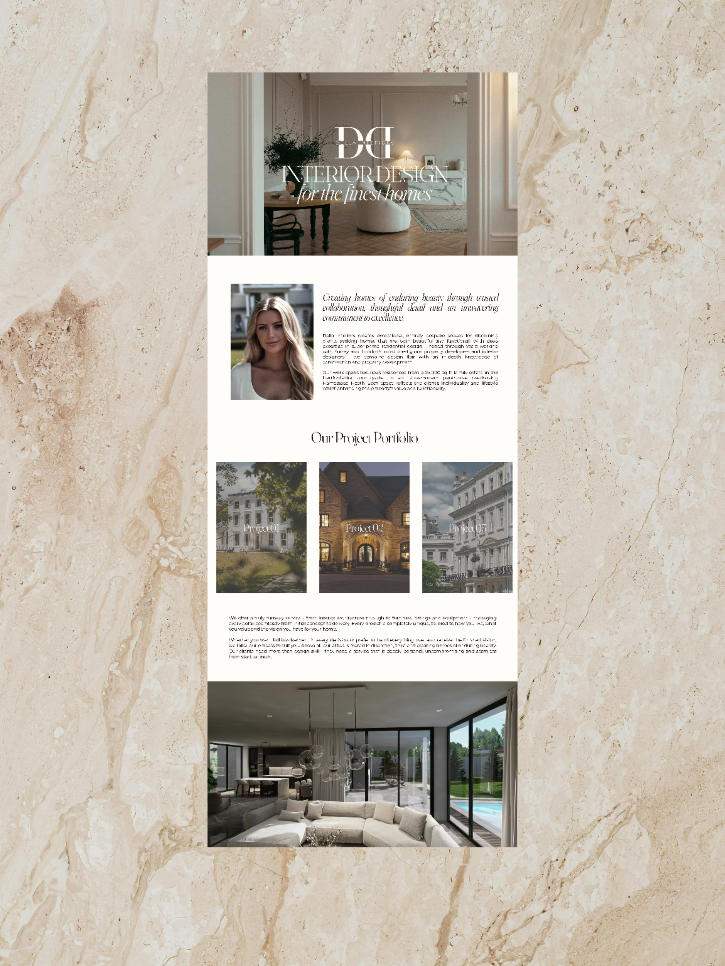 Website design for interior designer, Della Interiors