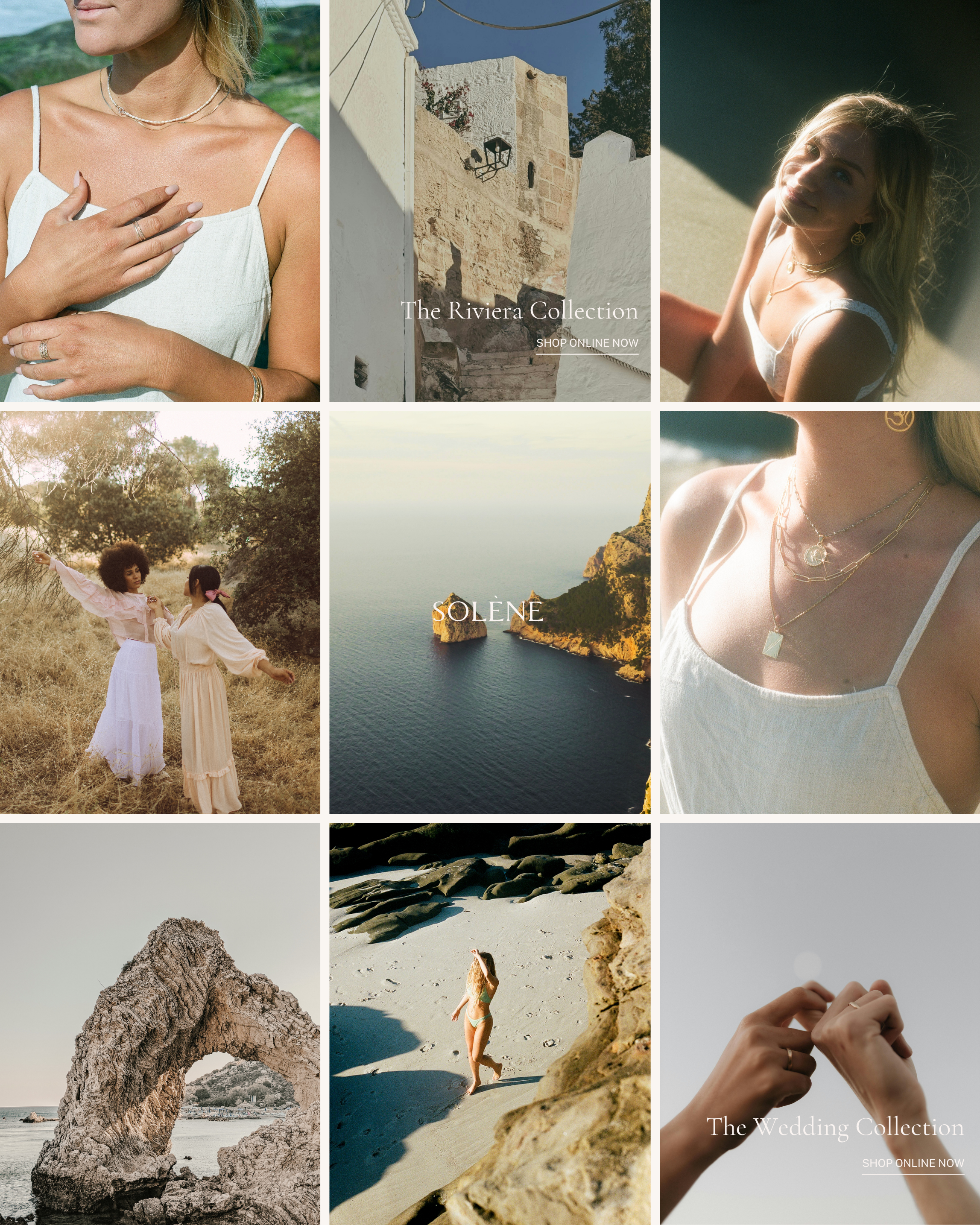 Socials feed for Solène, a coastal, French-inspired jewellery brand.